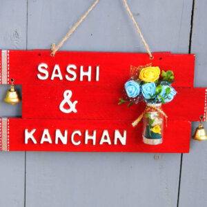 Customised  Wooden Name Plate (RED) – Unique Gift