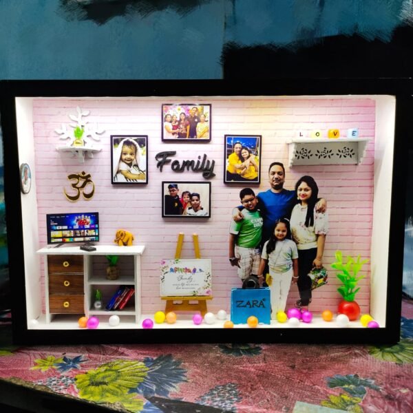 Miniature Box With Lights - Shadow Box Family Photo Frame Customised ...