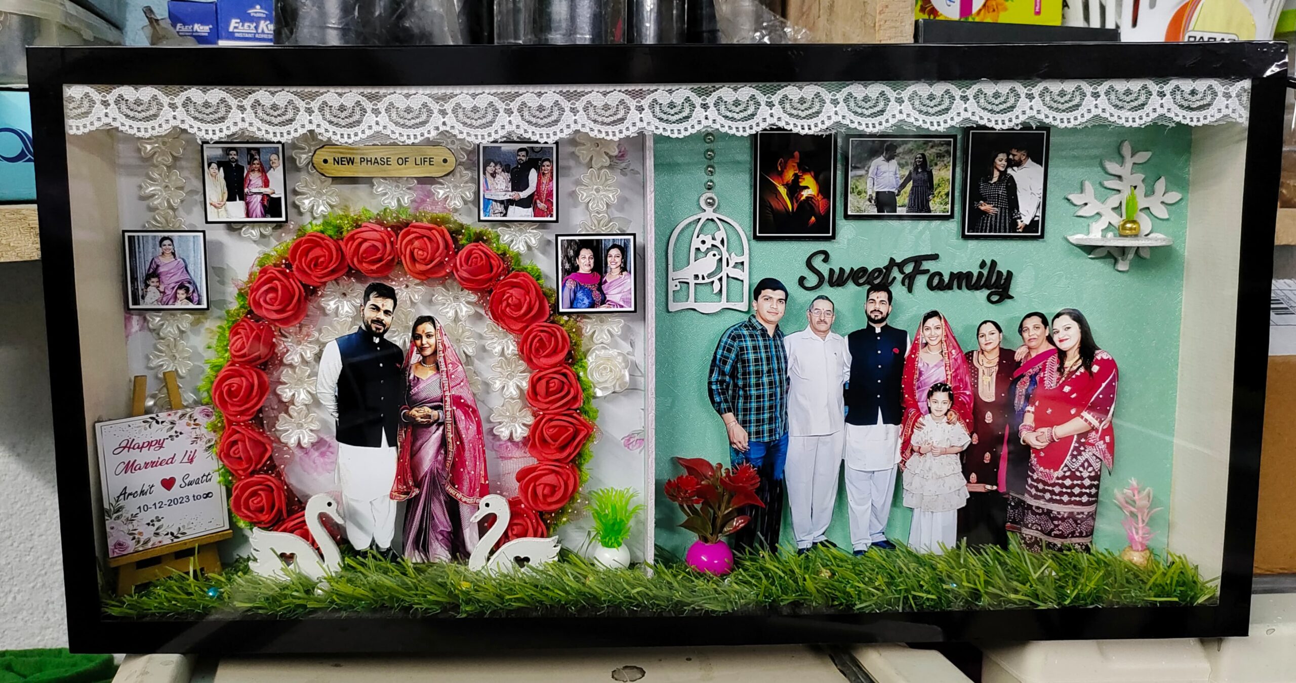 Miniature frame box With Light – Customized Photo frame 3d Anniversary Gift (40x20cm)
