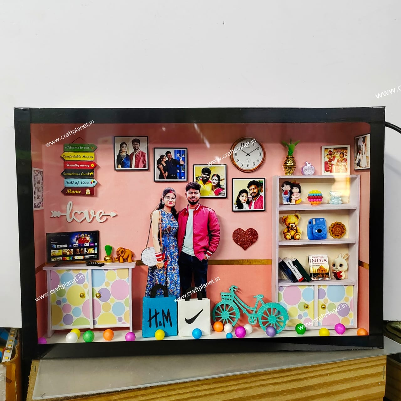 Miniature frame box With Led Light – Customized Photo frame 3d Anniversary Gift Shadow box
