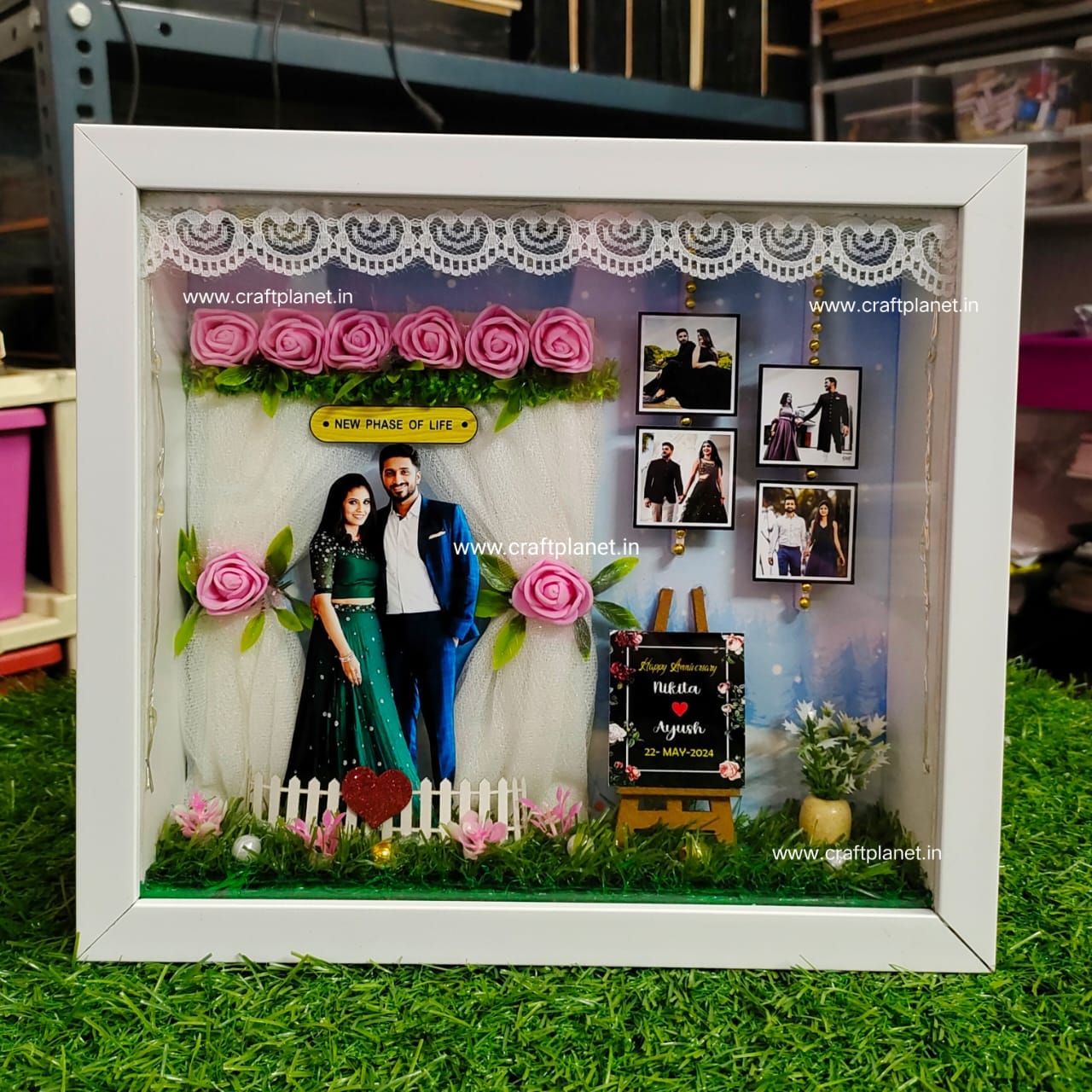 3D Miniature Photo Frame with light – Customised Anniversary / Wedding Gift