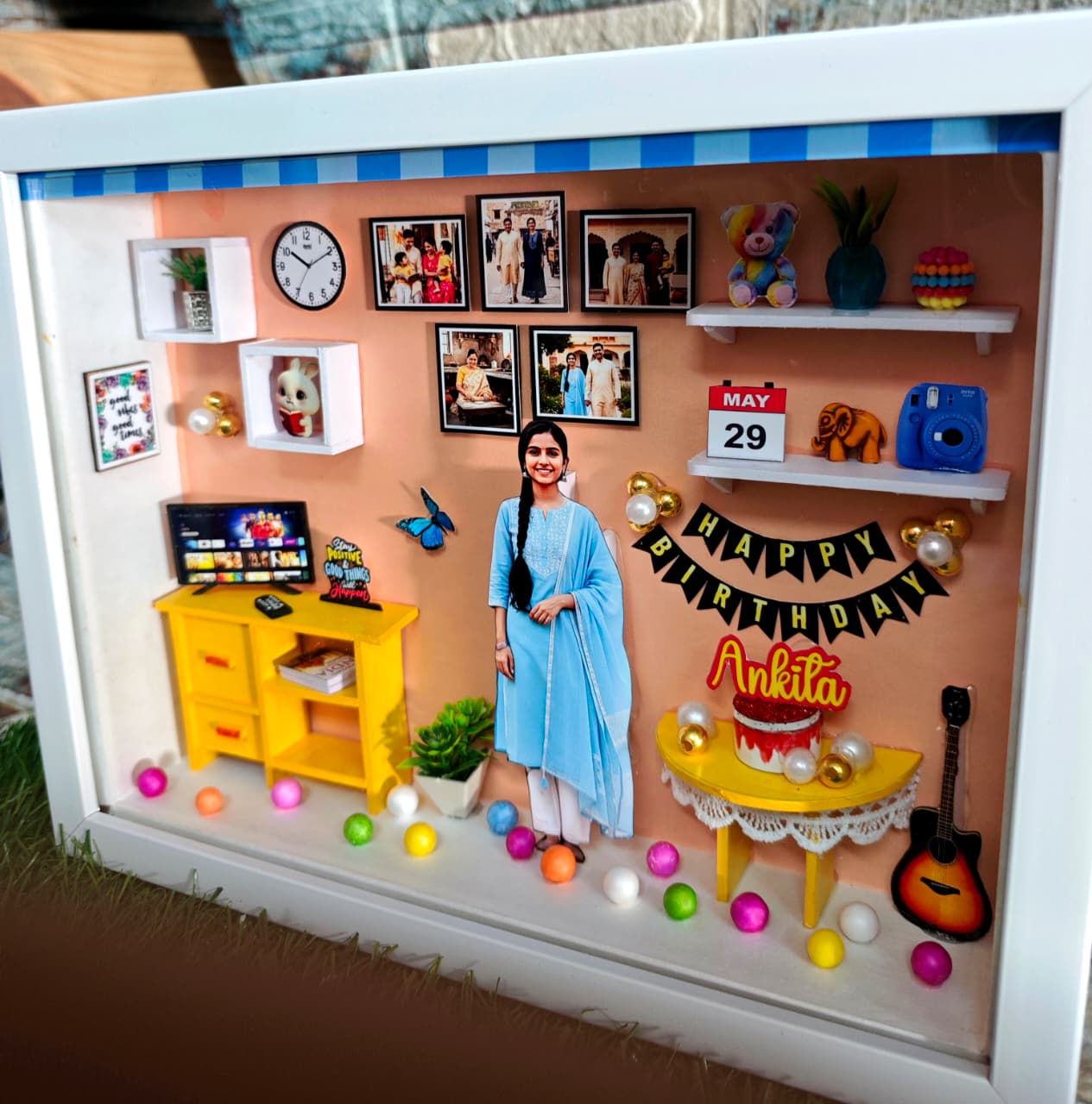 Miniature frame box With Led Light – Customized Photo frame 3d Birthday Gift Shadow box