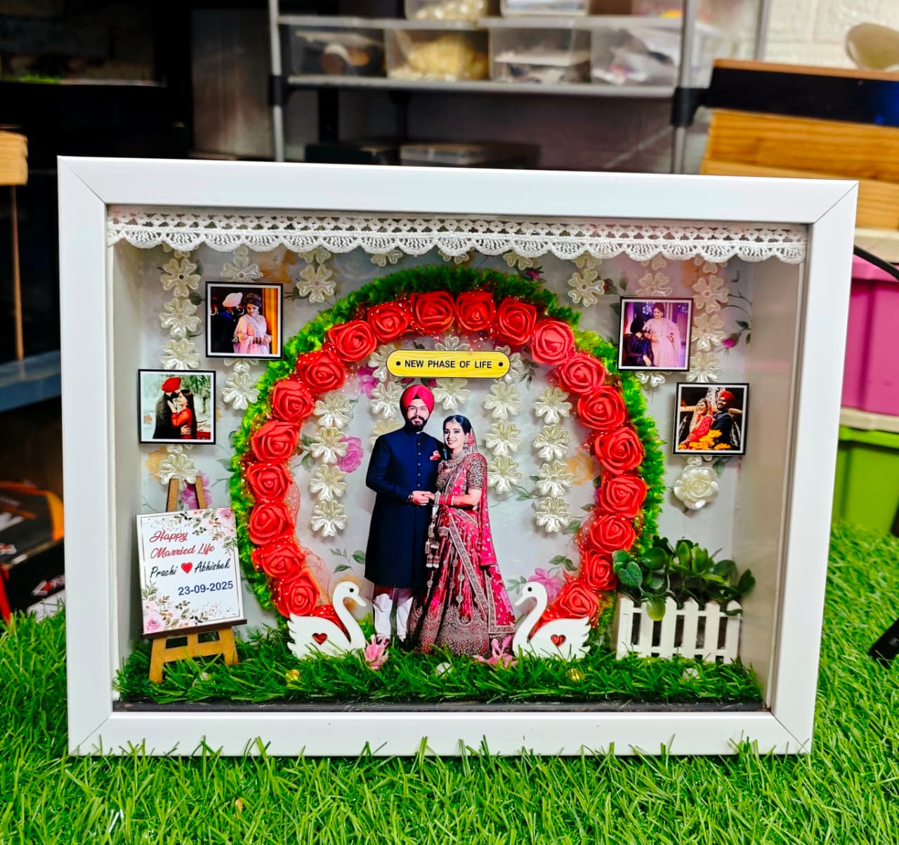 Miniature frame With Lights – 3d Customised Wedding Photo frame shadow box