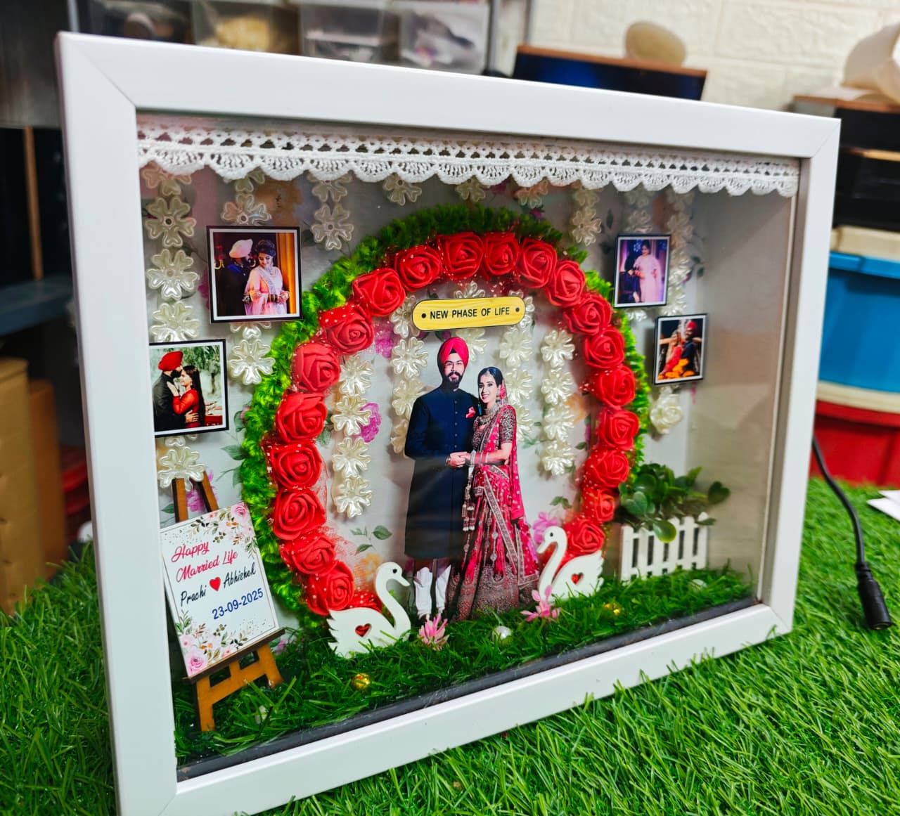 Miniature frame With Lights – 3d Customised Wedding Photo frame shadow box