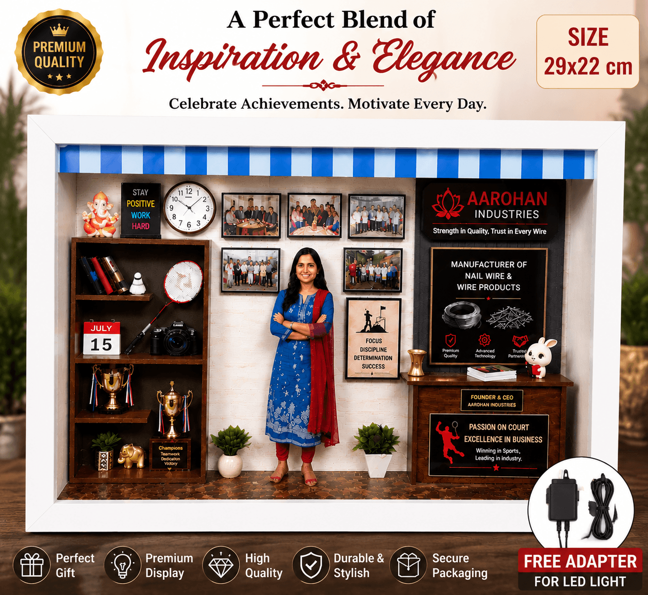 3d Miniature frame With led Lights  ,Customised office setup Photo frame Shadow box