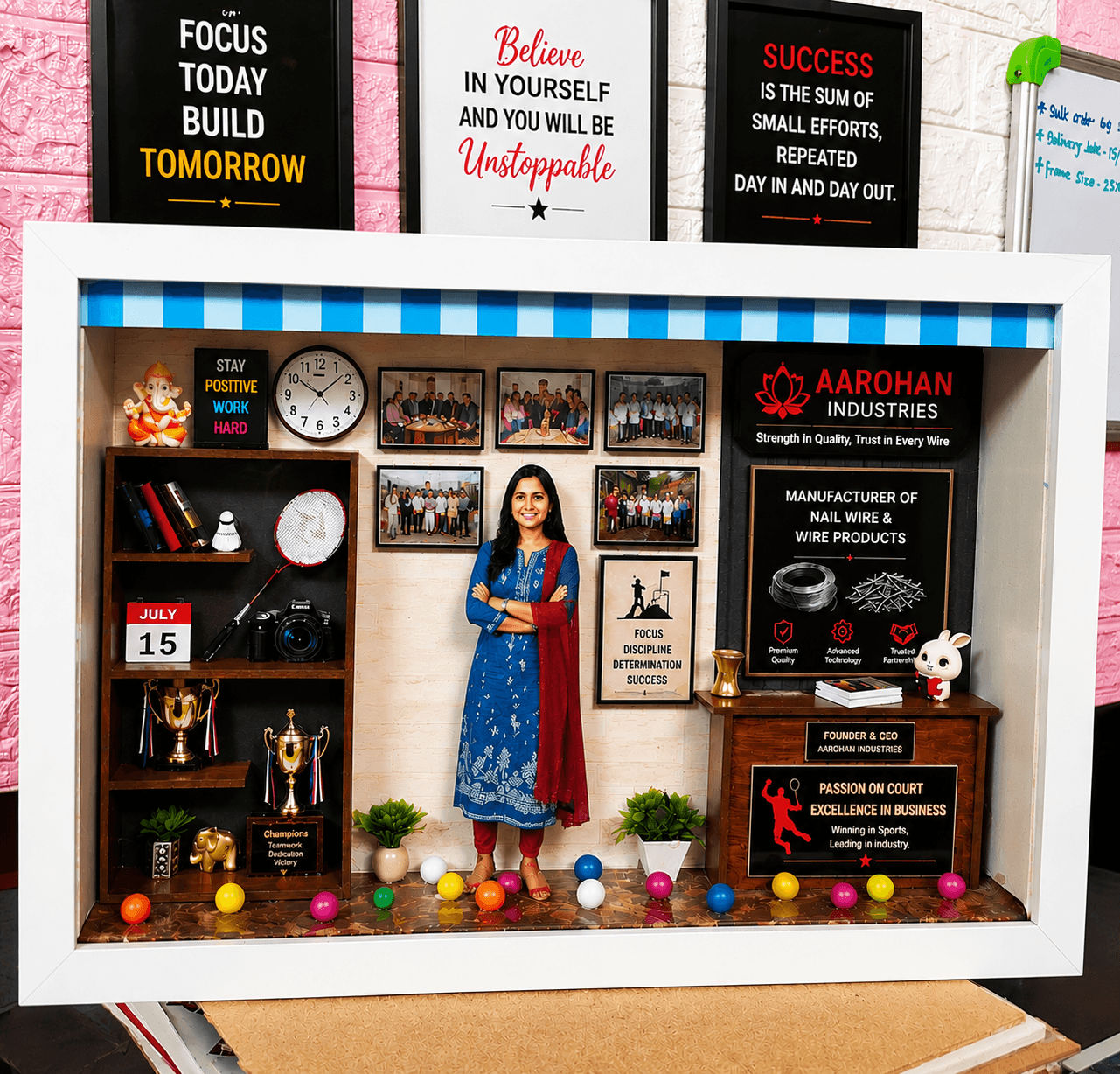 3d Miniature frame With led Lights  ,Customised office setup Photo frame Shadow box