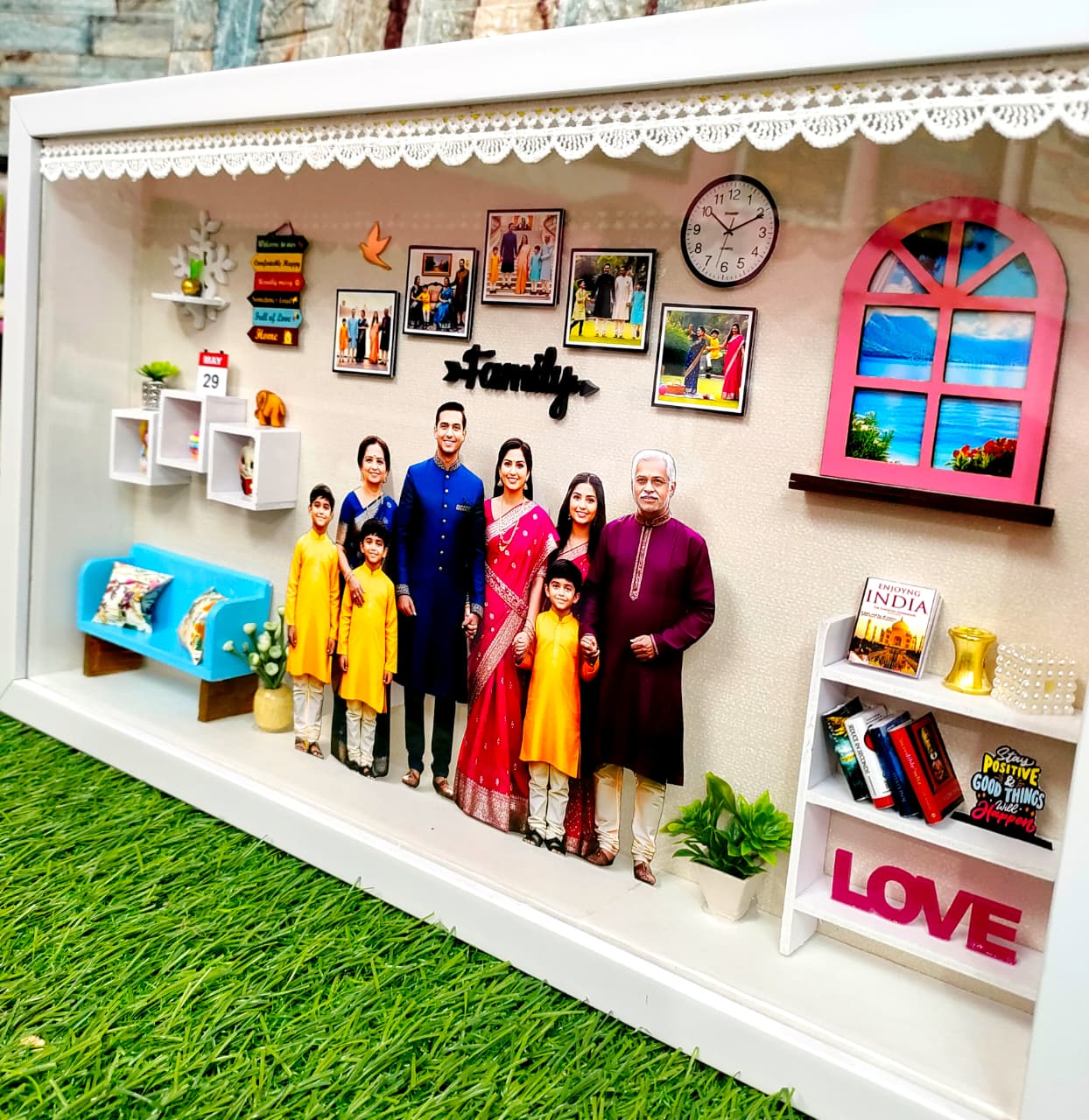 3D Miniature frame With Light Customised Family Photo frame shadow box