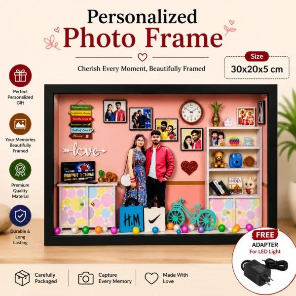 Miniature frame box With Led Light - Customized Photo frame 3d Anniversary Gift Shadow box %count(title) - CRAFT PLANET MINIATURE PHOTO FRAME 3D SHADOW BOX 3