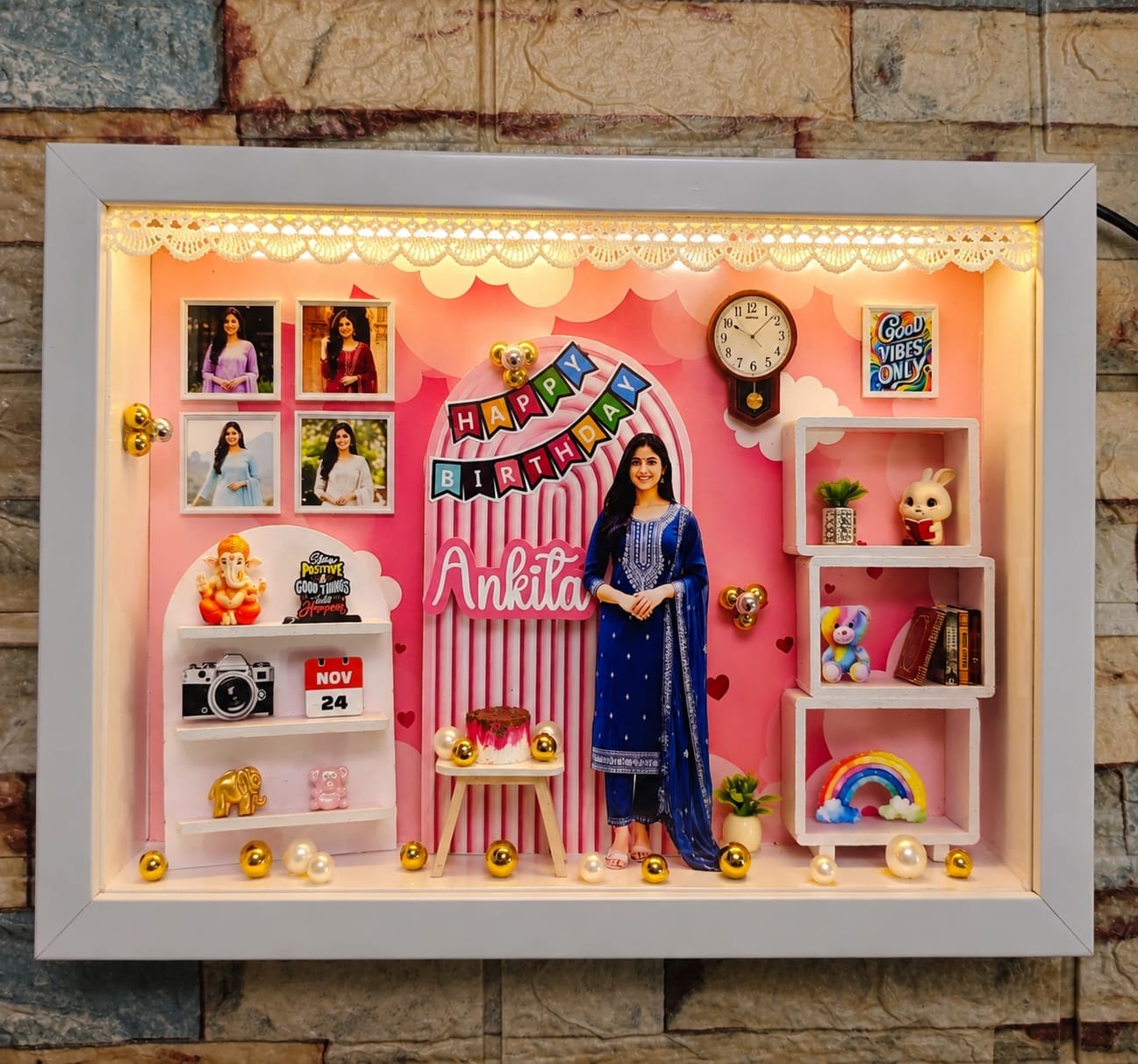 3D Miniature Birthday Customized Photo Frame Shadow Box