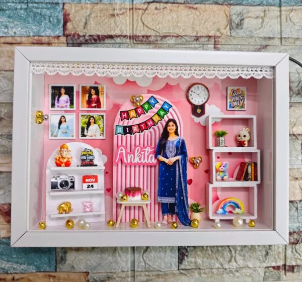 3D Miniature Birthday Customized Photo Frame Shadow Box %count(title) - 3d Miniature Photo frame Customized gift shadow box Craftplanet 24