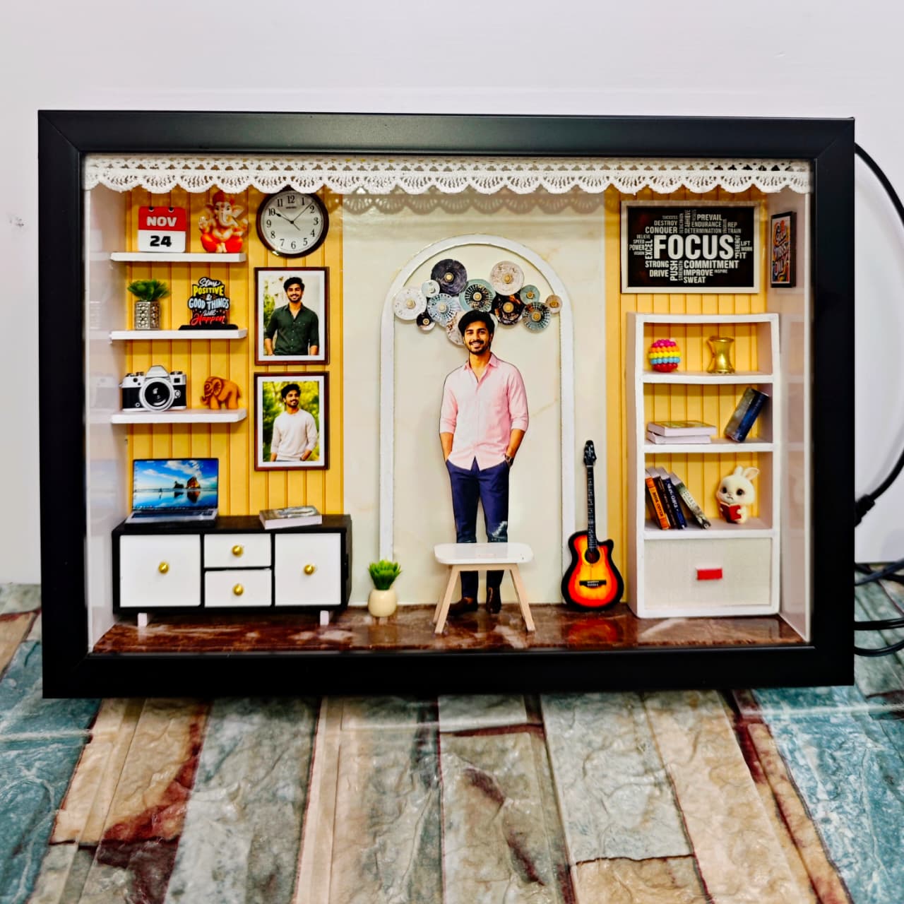 3D Miniature Living Room Customized Photo Frame Shadow Box