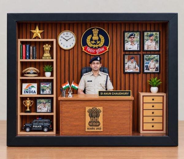 3D Miniature Police Officer Photo Frame Shadow Box with LED Light | 31×22 cm %count(title) - 3D Miniature Police Officer Photo Frame Shadow Box with LED Light 1